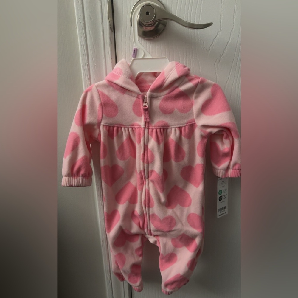 Carter's Pink Heart Footed One Piece